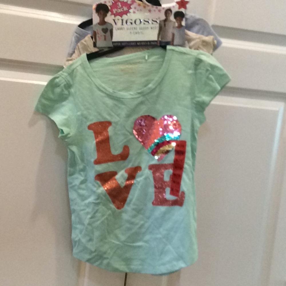 3 - shirt set - Girls Vigoss Short Sleeve Scoop Neck T-Shirts - Picture 1 of 6